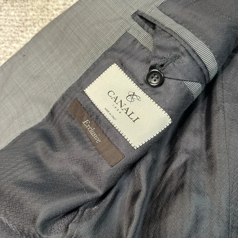Canali Exclusive Mens Grey Super 150s Virgin Blazer Size 46R Made in Italy
